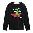 thumbnail image 1 of Instant Message - Transportation - Dino In A Flying Car - Toddler & Youth Long Sleeve Graphic T-Shirt, 1 of 6