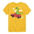 thumbnail image 1 of Instant Message - Transportation - Dino In A Flying Car - Toddler & Youth Short Sleeve T-Shirt, 1 of 6