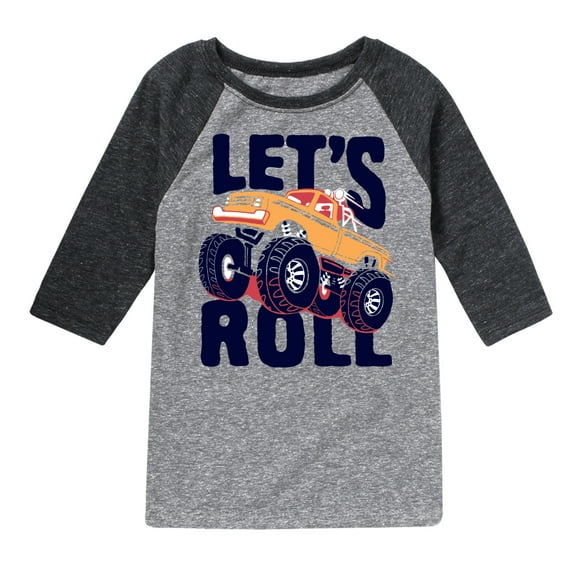 Instant Message - Transportation - Monster Truck Let's Roll - Toddler & Youth Raglan Graphic T-Shirt