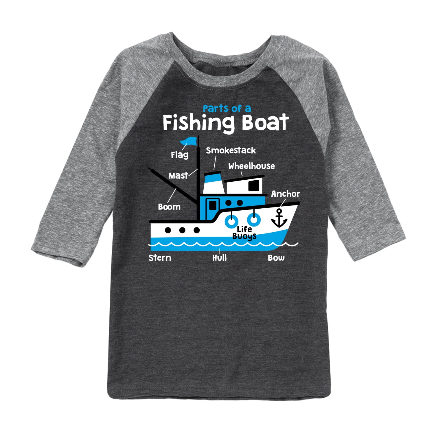 Instant Message - Transportation - Parts Of A Fishing Boat - Toddler &  Youth Raglan Graphic T-Shirt