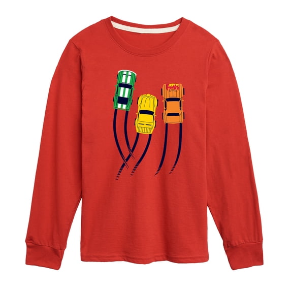 Instant Message - Transportation - Race Cars Race - Toddler & Youth Long Sleeve Graphic T-Shirt
