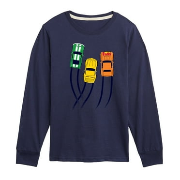 Instant Message - Transportation - Race Cars Race - Toddler & Youth Long Sleeve Graphic T-Shirt