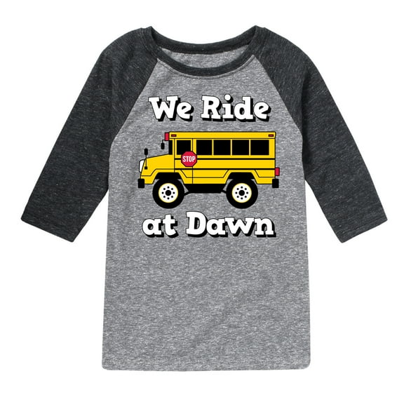 Instant Message - Transportation - We Ride At Dawn School Bus - Toddler & Youth Raglan Graphic T-Shirt