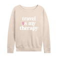 thumbnail image 1 of Instant Message - Travel Is My Therapy - Women's Lightweight French Terry Long Sleeve Shirt, 1 of 6