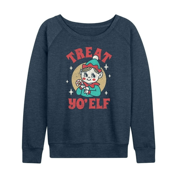 Instant Message - Treat Yo Elf Christmas - Women's Lightweight French Terry Long Sleeve Shirt