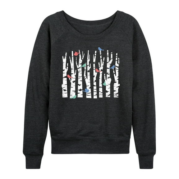 Instant Message - Trees And Birds - Women's Lightweight French Terry Long Sleeve Shirt