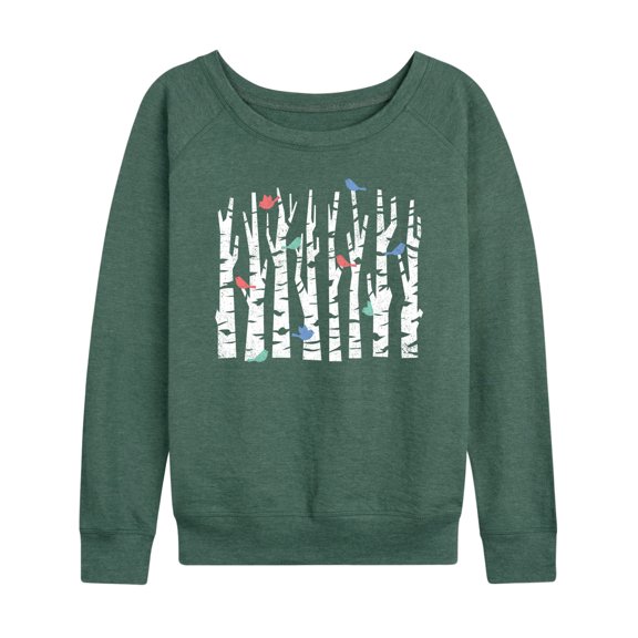Instant Message - Trees And Birds - Women's Lightweight French Terry Long Sleeve Shirt