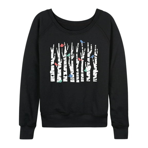 Instant Message - Trees And Birds - Women's Lightweight French Terry Long Sleeve Shirt