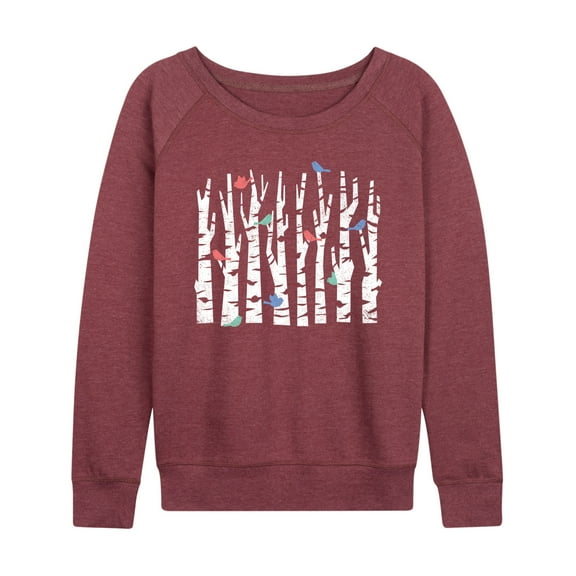 Instant Message - Trees And Birds - Women's Lightweight French Terry Long Sleeve Shirt