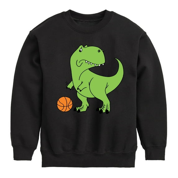 Instant Message - Trex Basketball - Toddler & Youth Crewneck Fleece Sweatshirt