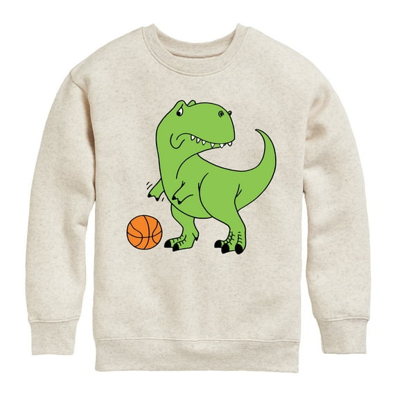 Instant Message - Trex Basketball - Toddler & Youth Crewneck Fleece Sweatshirt
