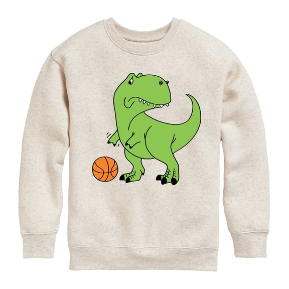 Instant Message - Trex Basketball - Toddler & Youth Crewneck Fleece Sweatshirt