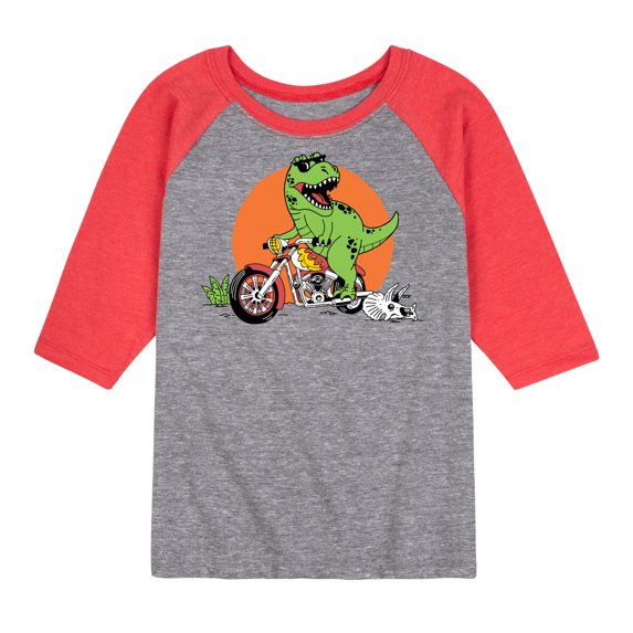 Instant Message - Trex Motorcycle - Toddler & Youth Raglan Graphic T-Shirt