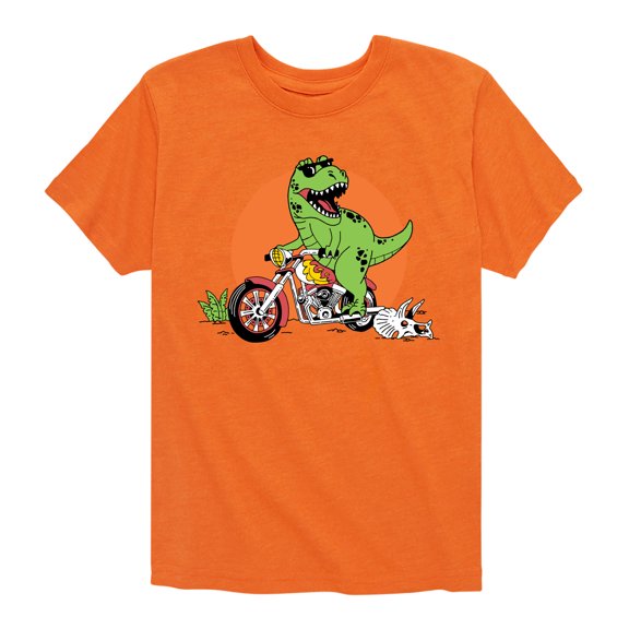 Instant Message - Trex Motorcycle - Toddler & Youth Short Sleeve Graphic T-Shirt