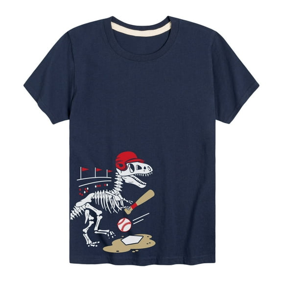 Instant Message - Trex Skeleton Baseball  - Toddler And Youth Short Sleeve T-Shirt