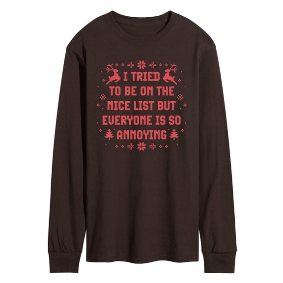 Instant Message - Tried To Nice List - Men's Long Sleeve Graphic T-Shirt