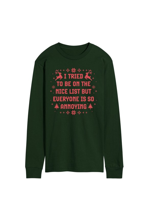 - Tried To Nice List - Men's Long Sleeve Graphic T-Shirt