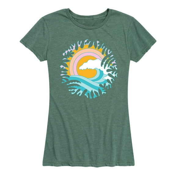 Instant Message - Tropical Border Ocean  - Women's Short Sleeve Graphic T-Shirt