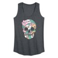 thumbnail image 1 of Instant Message - Tropical Floral Skull Graphic Racerback Tank, 1 of 5