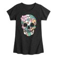 thumbnail image 1 of Instant Message - Tropical Floral Skull Fitted Short Sleeve Graphic T-Shirt, 1 of 5