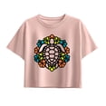 thumbnail image 1 of Instant Message - Tropical Flowers and Turtle Short Sleeve Boxy Graphic T-Shirt, 1 of 5