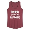 thumbnail image 1 of Instant Message - Trouble Follows Me Everywhere - Women's Racerback Tank Top, 1 of 6