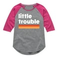 thumbnail image 1 of Instant Message - Trouble Little - Toddler & Youth Girls Raglan Graphic T-Shirt, 1 of 6