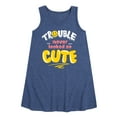 thumbnail image 1 of Instant Message - Trouble Never Looked So Cute - Toddler & Youth Girls A-line Dress, 1 of 6
