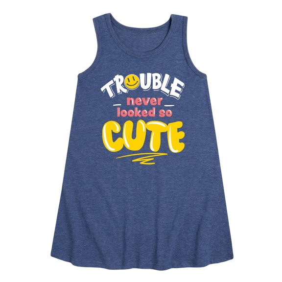 Instant Message - Trouble Never Looked So Cute - Toddler & Youth Girls A-line Dress