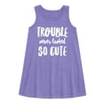 thumbnail image 1 of Instant Message - Trouble Never Looked So Cute - Toddler & Youth Girls A-line Dress, 1 of 5