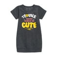 thumbnail image 1 of Instant Message - Trouble Never Looked So Cute - Toddler & Youth Girls Fleece Dress, 1 of 5