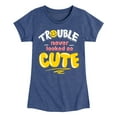 thumbnail image 1 of Instant Message - Trouble Never Looked So Cute - Toddler & Youth Girls Short Sleeve Graphic T-Shirt, 1 of 6