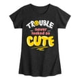 thumbnail image 1 of Instant Message - Trouble Never Looked So Cute - Toddler & Youth Girls Short Sleeve Graphic T-Shirt, 1 of 6