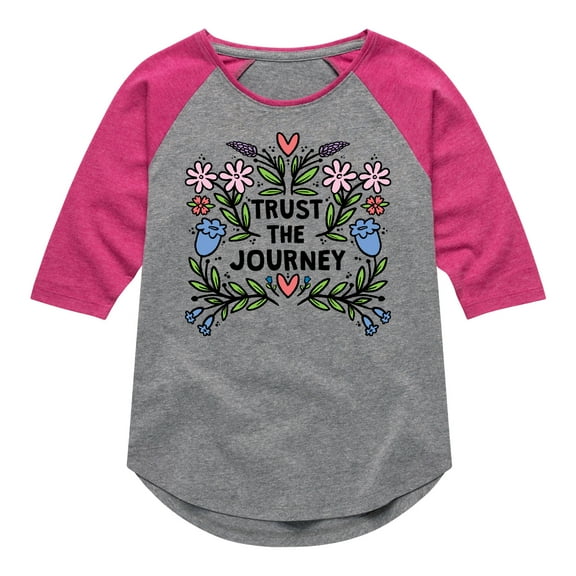 Instant Message - Trust The Journey - Toddler & Youth Girls Raglan Graphic T-Shirt