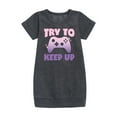 thumbnail image 1 of Instant Message - Try To Keep Up - Toddler & Youth Girls Fleece Dress, 1 of 5
