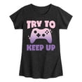 thumbnail image 1 of Instant Message - Try To Keep Up - Toddler & Youth Girls Short Sleeve Graphic T-Shirt, 1 of 6