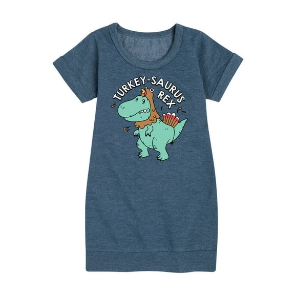 Instant Message - Turkeysaurus Rex - Toddler & Youth Girls Raglan Graphic T-Shirt