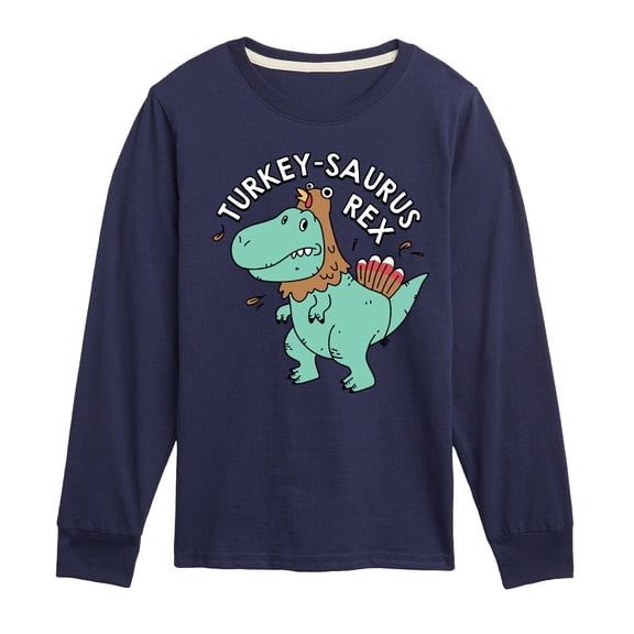 Instant Message - Turkeysaurus Rex - Toddler & Youth Long Sleeve Graphic T-Shirt