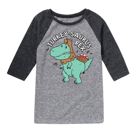 Instant Message - Turkeysaurus Rex - Toddler & Youth Raglan Graphic T-Shirt
