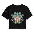 thumbnail image 1 of Instant Message - Turtle and Flowers - Juniors Cropped Graphic T-Shirt, 1 of 5