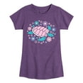 thumbnail image 1 of Instant Message - Turtle And Flowers - Toddler & Youth Girls Short Sleeve Graphic T-Shirt, 1 of 6