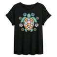 thumbnail image 1 of Instant Message - Turtle and Flowers - Juniors Oversized Graphic T-Shirt, 1 of 5