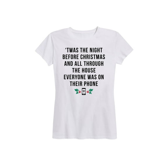 Instant Message - Twas The Night Before Christmas - Women's Short Sleeve Graphic T-Shirt