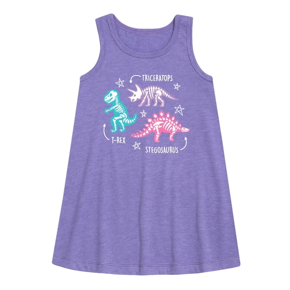 Instant Message - Type of Dinosaurs - Triceratops, T-Rex, Stegosaurus - Toddler & Youth Girls A-line Dress