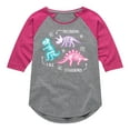 thumbnail image 1 of Instant Message - Type of Dinosaurs - Triceratops, T-Rex, Stegosaurus - Toddler & Youth Girls Raglan Graphic T-Shirt, 1 of 5