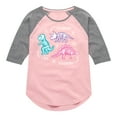 thumbnail image 1 of Instant Message - Type of Dinosaurs - Triceratops, T-Rex, Stegosaurus - Toddler & Youth Girls Raglan Graphic T-Shirt, 1 of 5