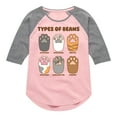 thumbnail image 1 of Instant Message - Types Of Cat Beans - Toddler & Youth Girls Raglan Graphic T-Shirt, 1 of 6
