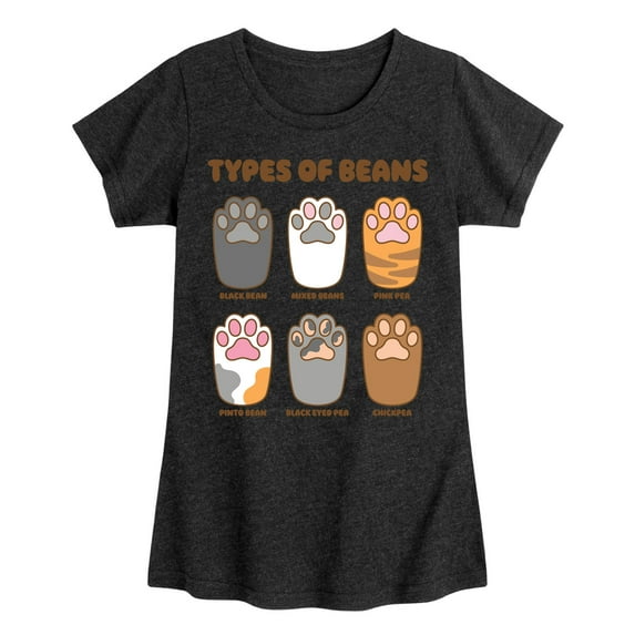 Instant Message - Types Of Cat Beans - Toddler & Youth Girls Short Sleeve Graphic T-Shirt