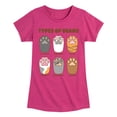 thumbnail image 1 of Instant Message - Types Of Cat Beans - Toddler & Youth Girls Short Sleeve Graphic T-Shirt, 1 of 6