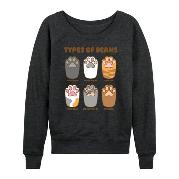 Instant Message - Types Of Cat Beans - Women's Lightweight French Terry Long Sleeve Shirt